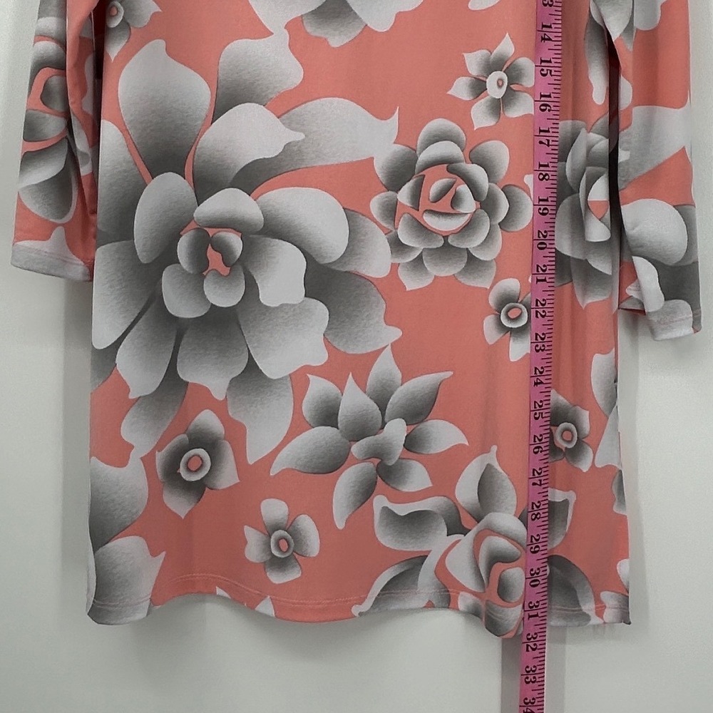 Bob Mackie Wearable Art Coral Floral Cold Shoulder Dress Small Long Sleeve - Picture 8 of 8